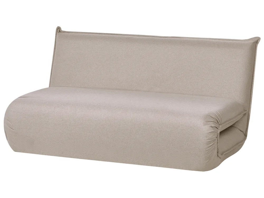Sofa Bed 2 Seater Faux Linen Beige Aurelia