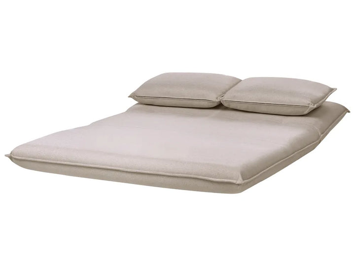 Sofa Bed 2 Seater Faux Linen Beige Aurelia