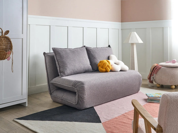 Sofa Bed 2 Seater Faux Linen Dark Grey Aurelia