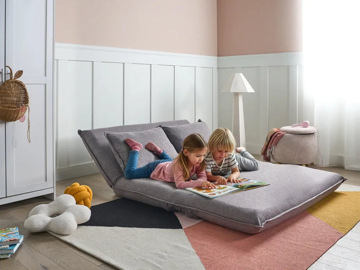 Sofa Bed 2 Seater Faux Linen Dark Grey Aurelia