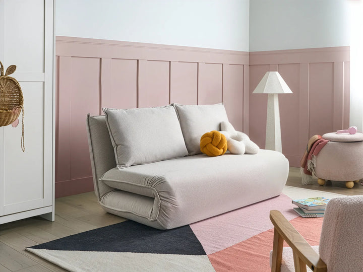 Sofa Bed 2 Seater Faux Linen Off-White Aurelia