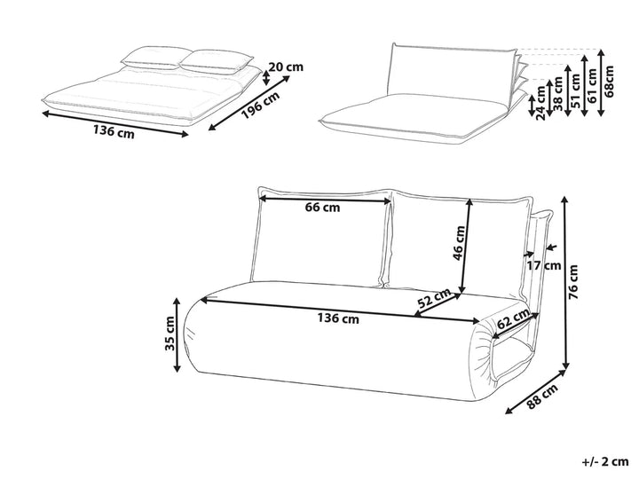 Sofa Bed 2 Seater Faux Linen Off-White Aurelia
