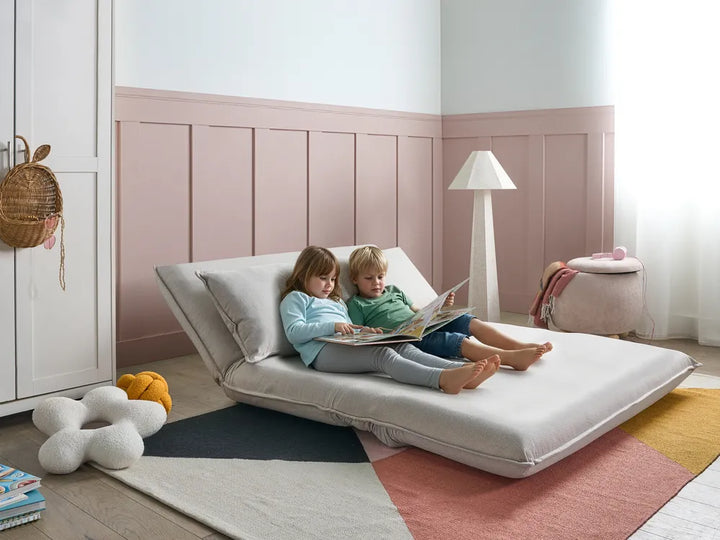 Sofa Bed 2 Seater Faux Linen Off-White Aurelia