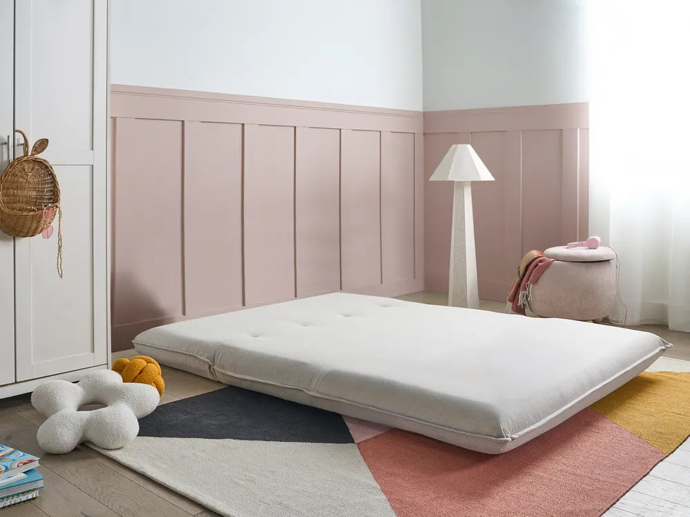 Sofa Bed 2 Seater Faux Linen Off-White Aurelia