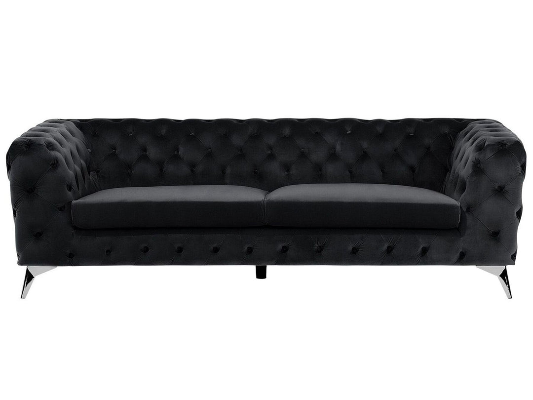 Sotra 3 Seater Velvet Fabric Sofa Black