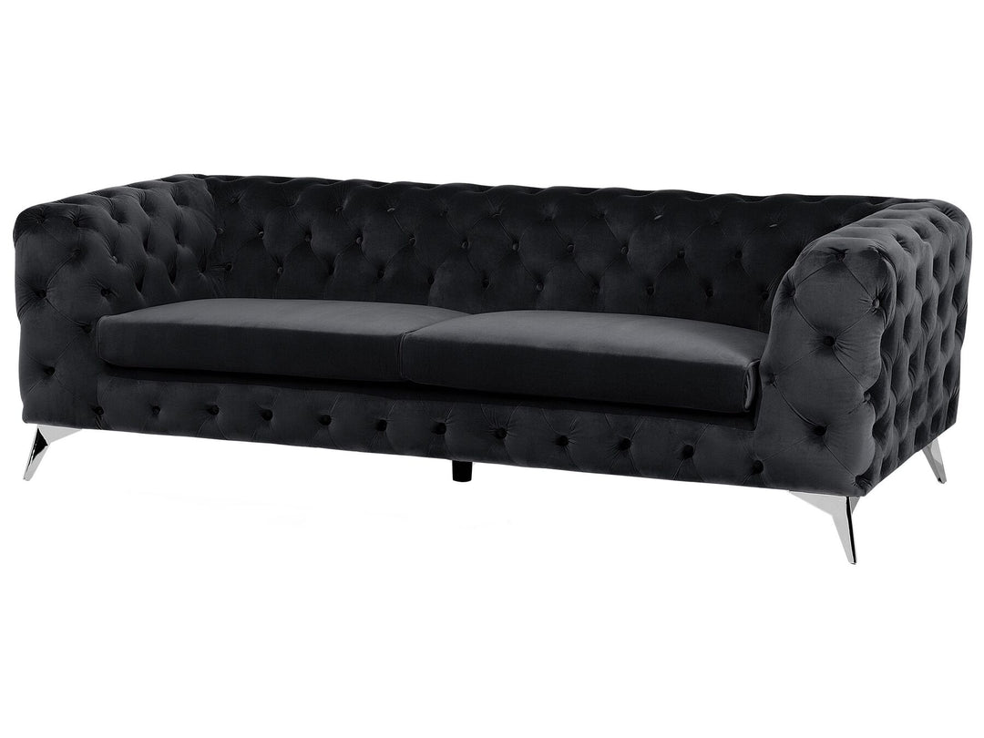 Sotra 3 Seater Velvet Fabric Sofa Black