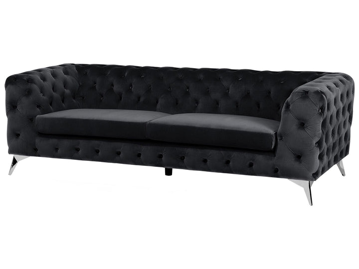 Sotra 3 Seater Velvet Fabric Sofa Black