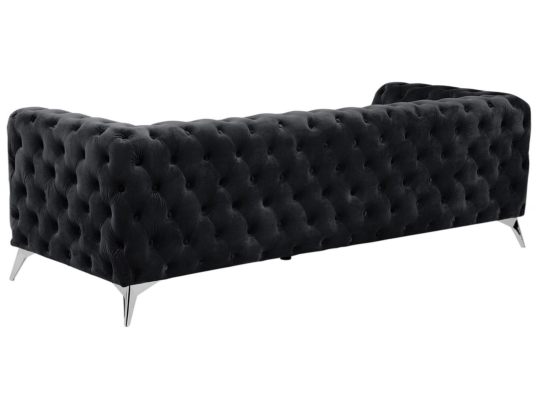 Sotra 3 Seater Velvet Fabric Sofa Black