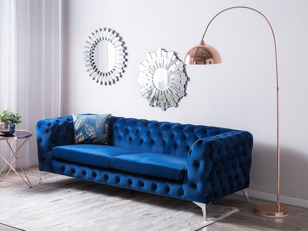 Sotra 3 Seater Velvet Fabric Sofa Cobalt Blue