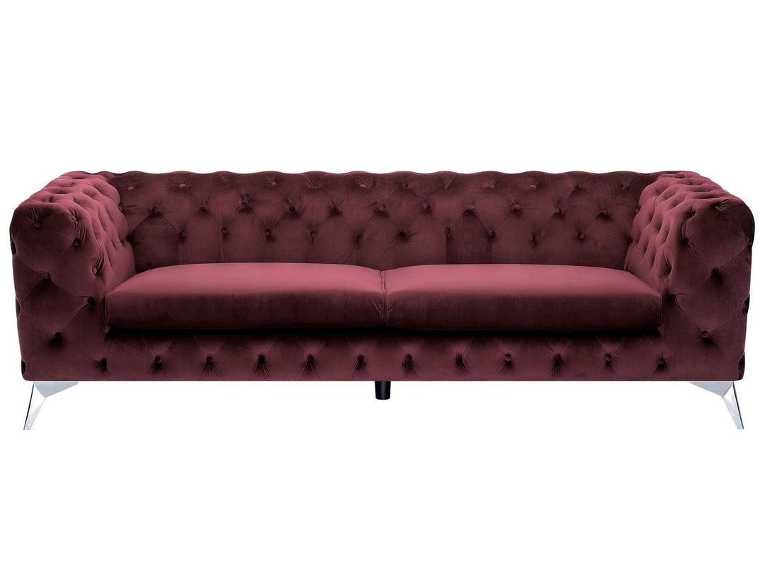 Sotra 3 Seater Velvet Fabric Sofa Dark Red