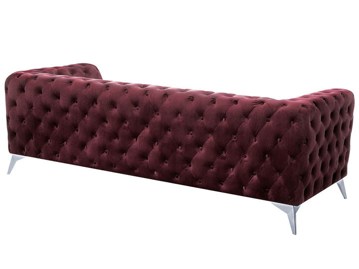 Sotra 3 Seater Velvet Fabric Sofa Dark Red