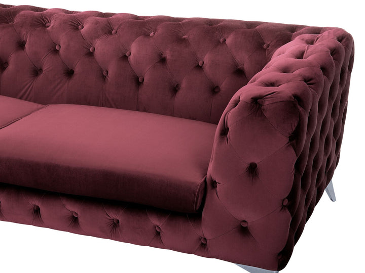 Sotra 3 Seater Velvet Fabric Sofa Dark Red