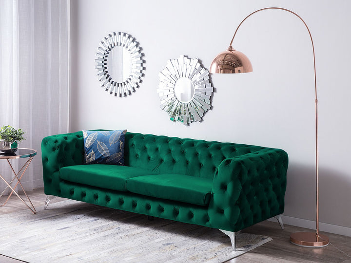 Sotra 3 Seater Velvet Fabric Sofa Emerald Green