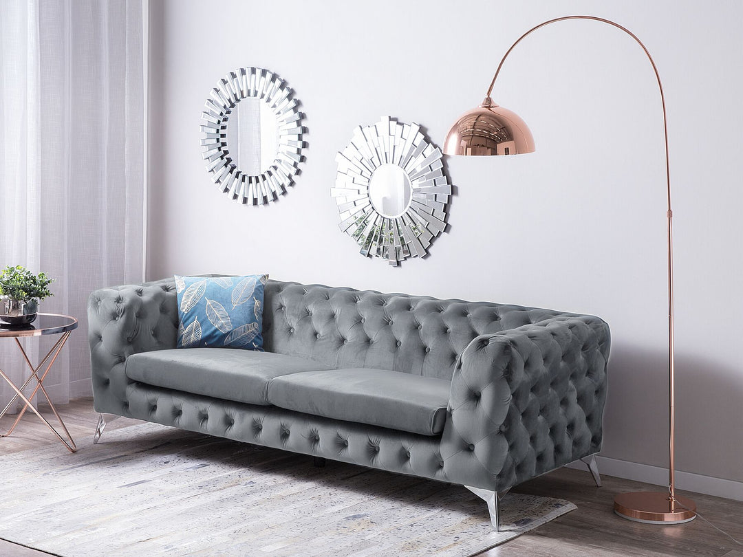 Sotra 3 Seater Velvet Fabric Sofa Grey