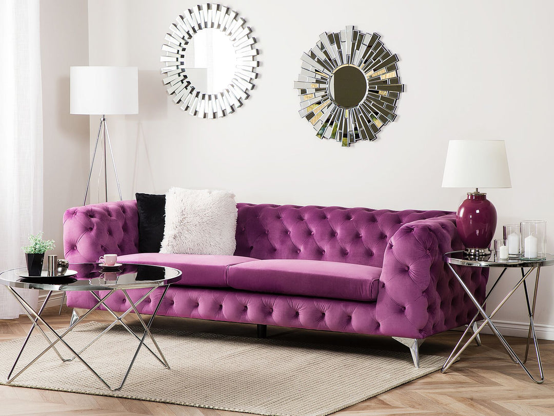 Sotra 3 Seater Velvet Fabric Sofa Purple