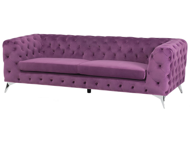 Sotra 3 Seater Velvet Fabric Sofa Purple