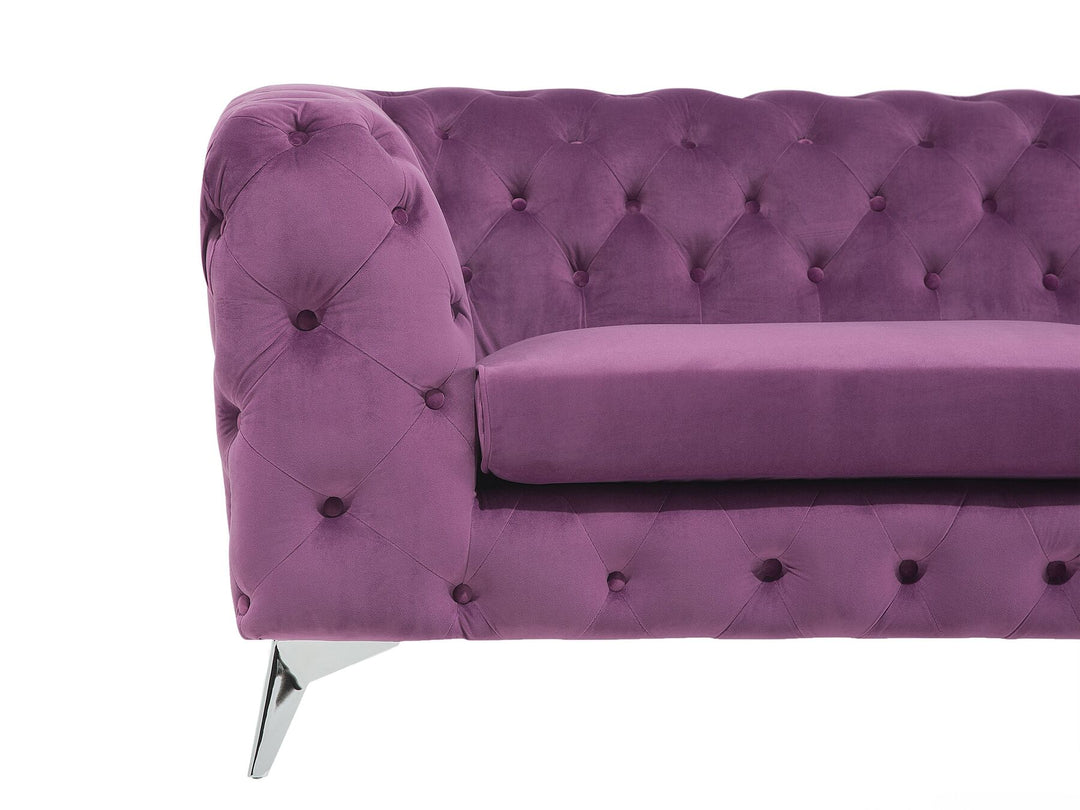 Sotra 3 Seater Velvet Fabric Sofa Purple