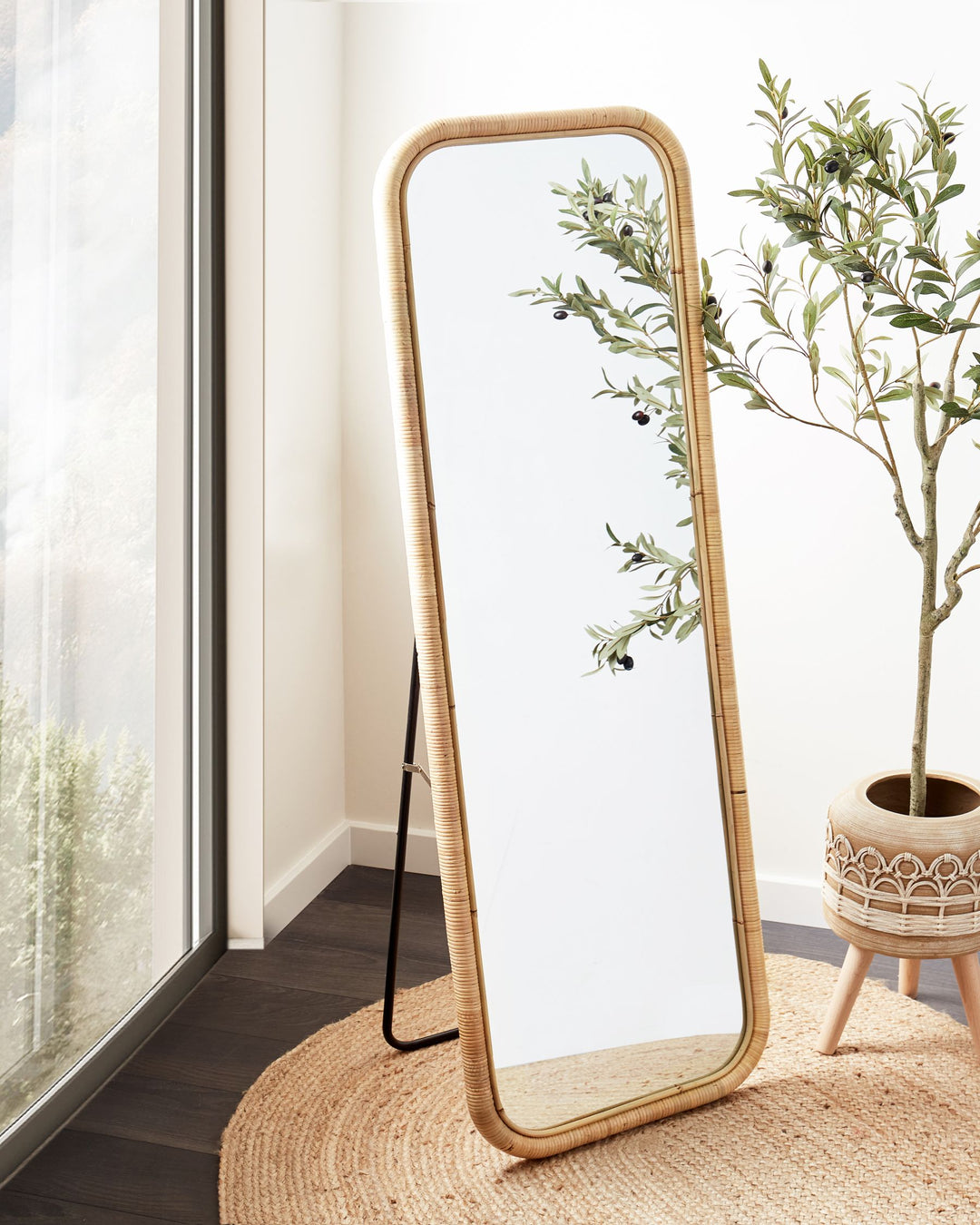 Standing Mirror Malange Rattan Natural