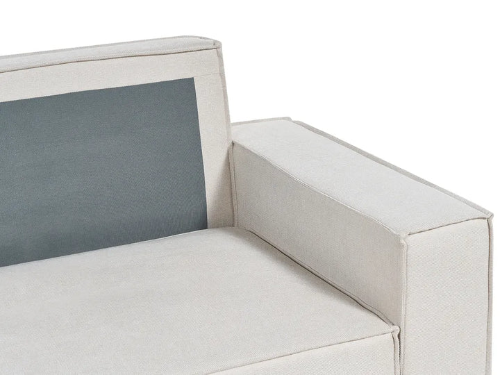 Sofa Bed 3 Seater Fabric Light Beige with Storage Right Hand Fairbairn