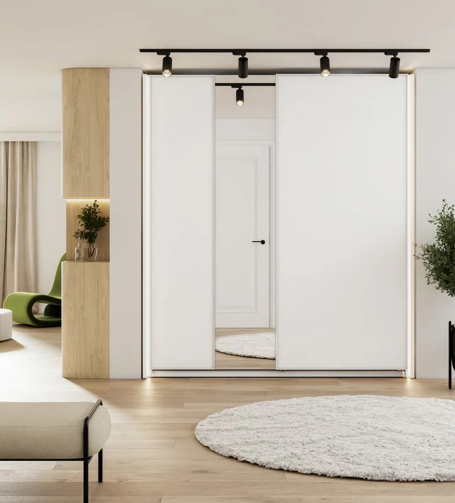 Maxi 04 Sliding Door Wardrobe in White - (W)200cm - Spacious Elegance with Mirrored Accent