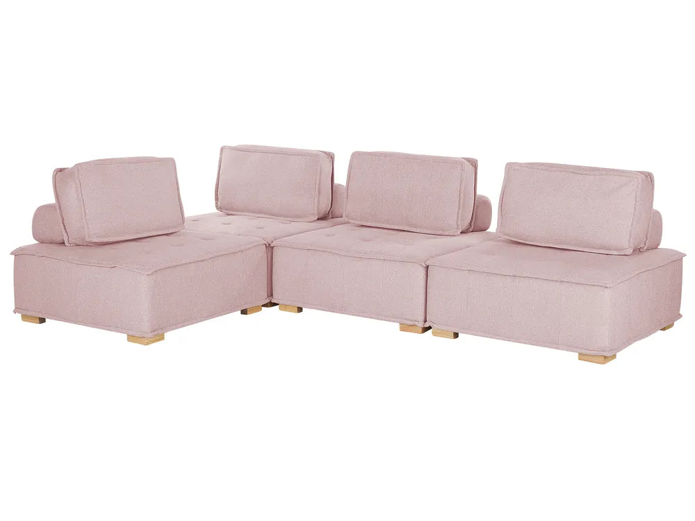 Modular Corner Sofa 4 Seater Fabric Pink Right Hand Oxford