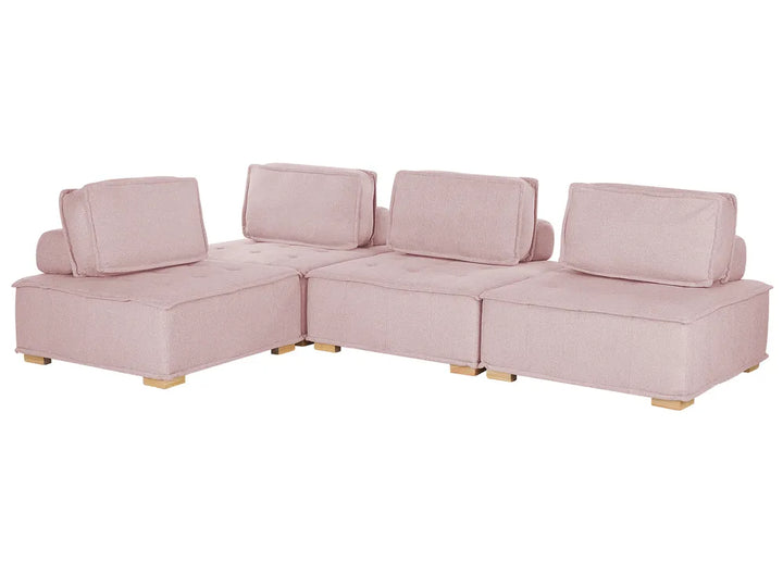 Modular Corner Sofa 4 Seater Fabric Pink Right Hand Oxford