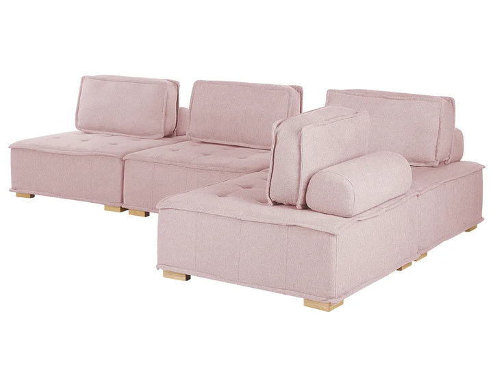 Modular Corner Sofa 4 Seater Fabric Pink Right Hand Oxford
