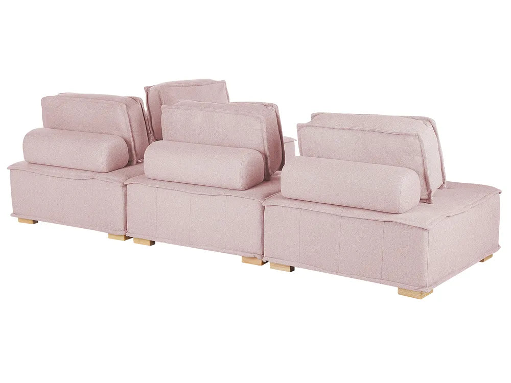 Modular Corner Sofa 4 Seater Fabric Pink Right Hand Oxford