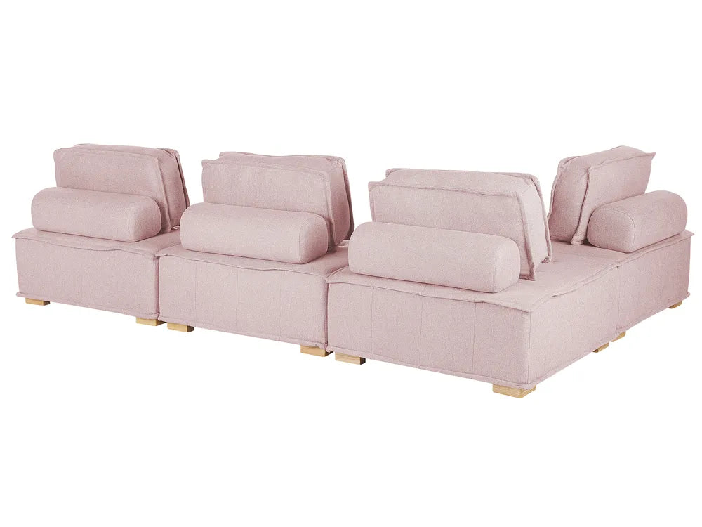 Modular Corner Sofa 4 Seater Fabric Pink Right Hand Oxford