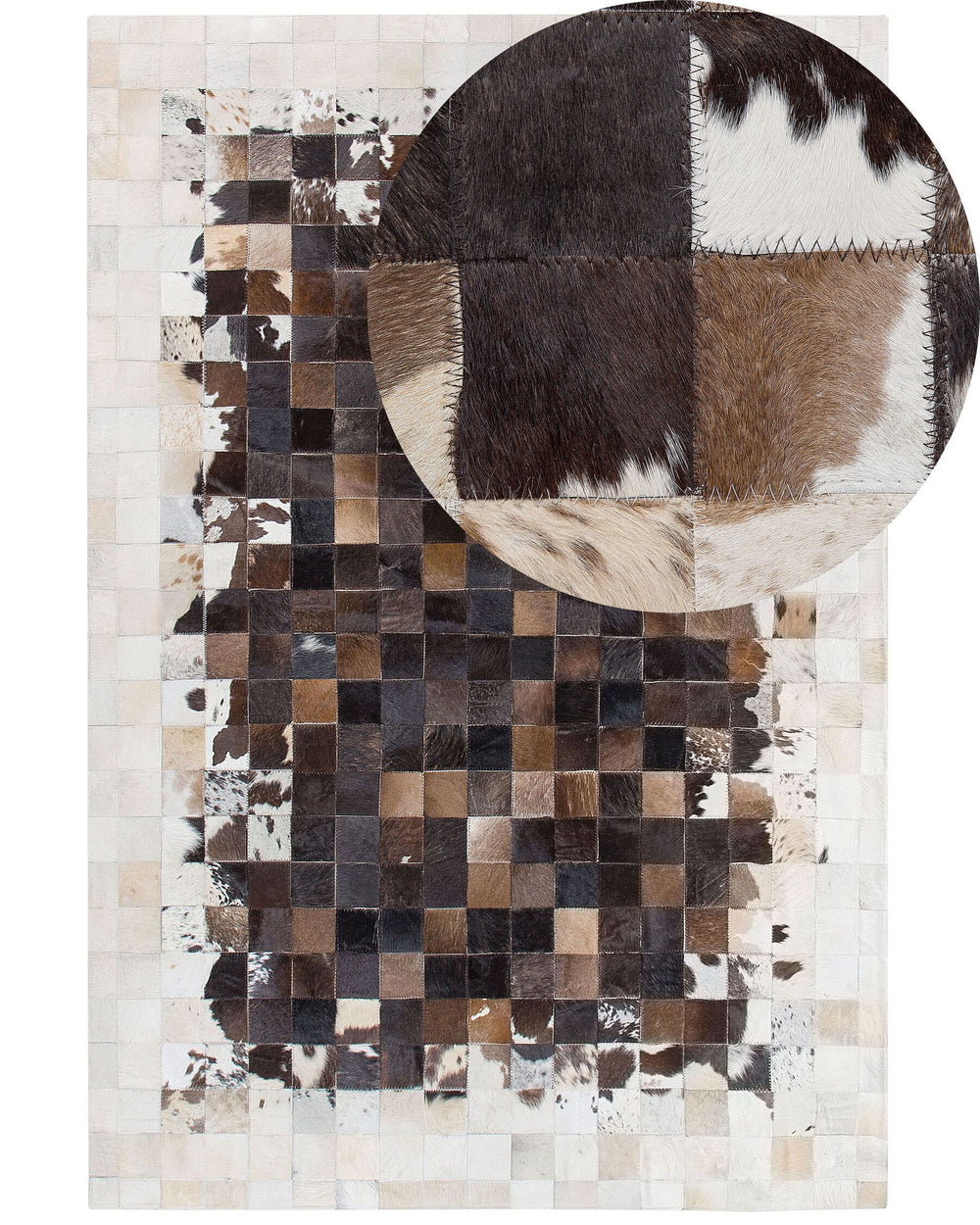 Okculu Cowhide Area Rug 160 x 230 cm Brown with Beige