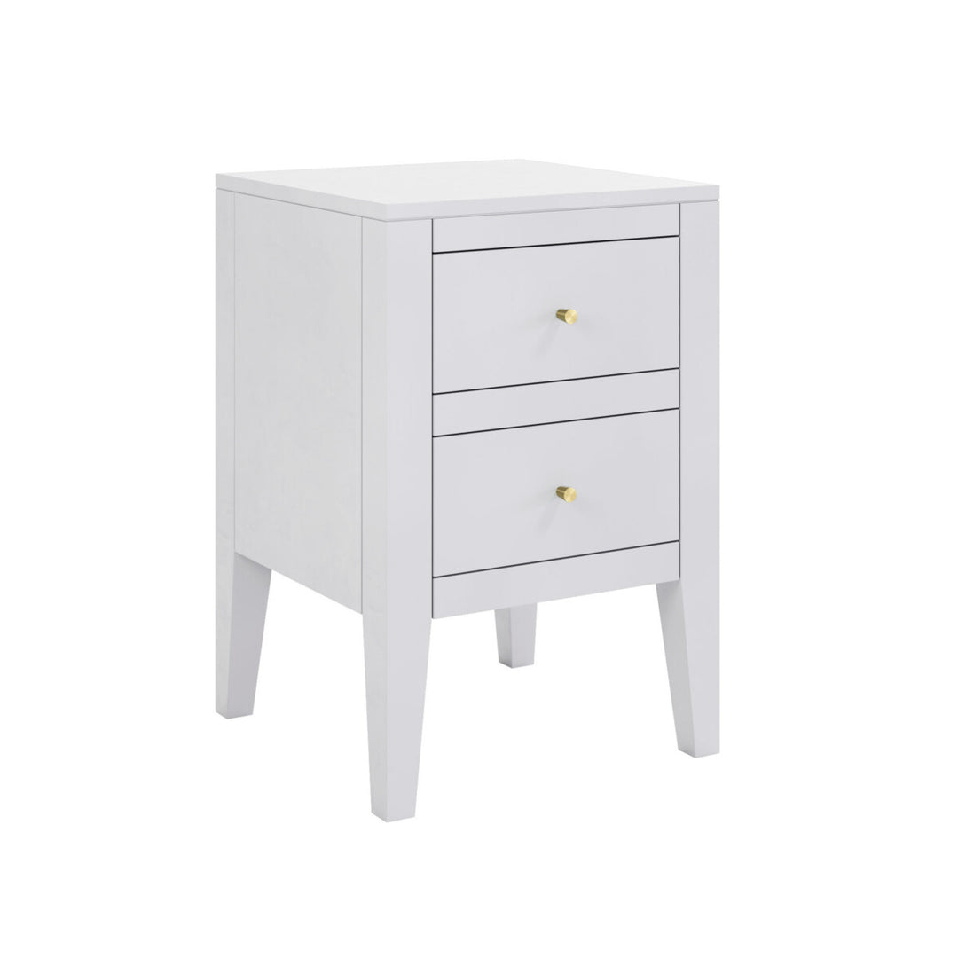 D.I. Designs Alton White Birch Wood Bedside Table | 2 Drawers