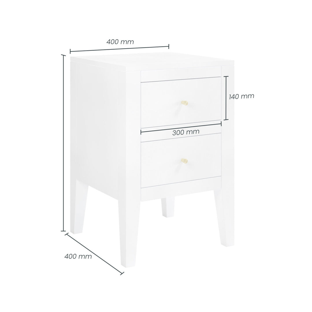D.I. Designs Alton White Birch Wood Bedside Table | 2 Drawers
