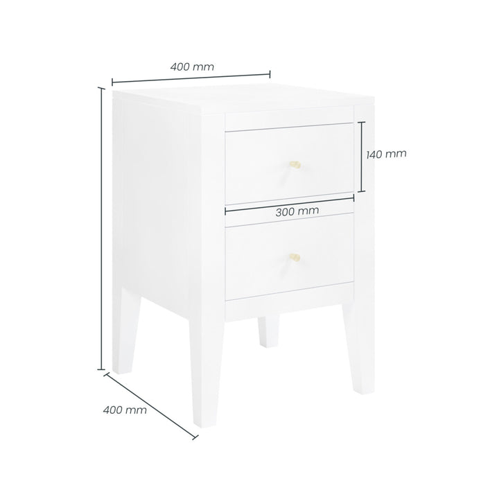 D.I. Designs Alton White Birch Wood Bedside Table | 2 Drawers