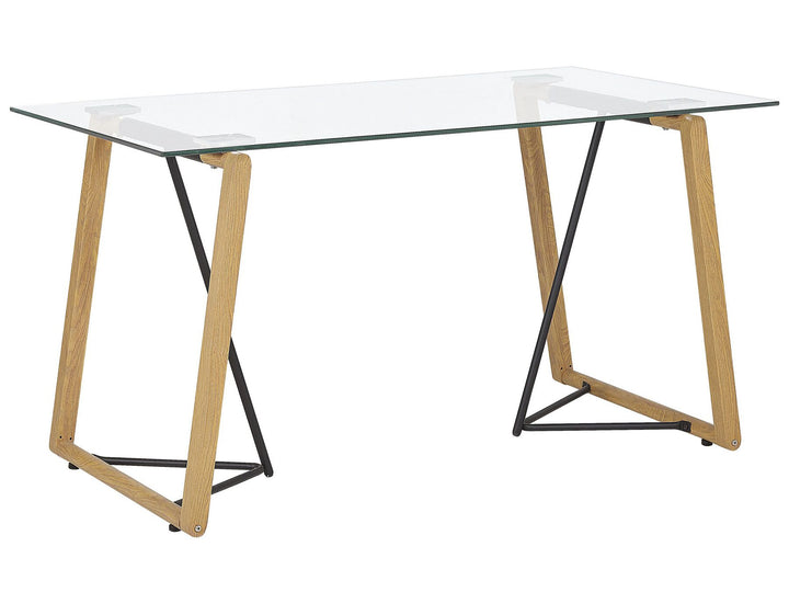 Tahoma Glass Top Dining Table 140 x 80 cm Light Wood