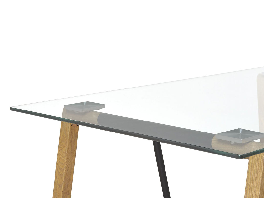 Alecsis Glass Top Dining Table 140 x 80 cm Light Wood