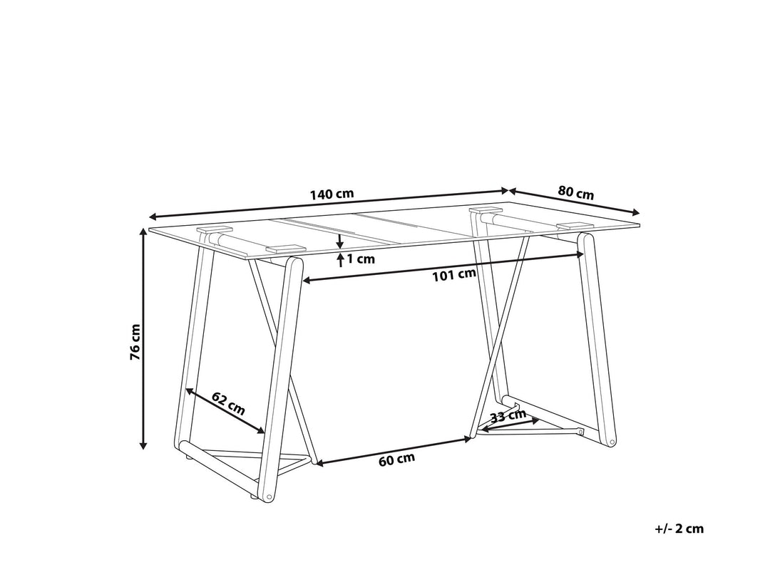 Alecsis Glass Top Dining Table 140 x 80 cm Light Wood