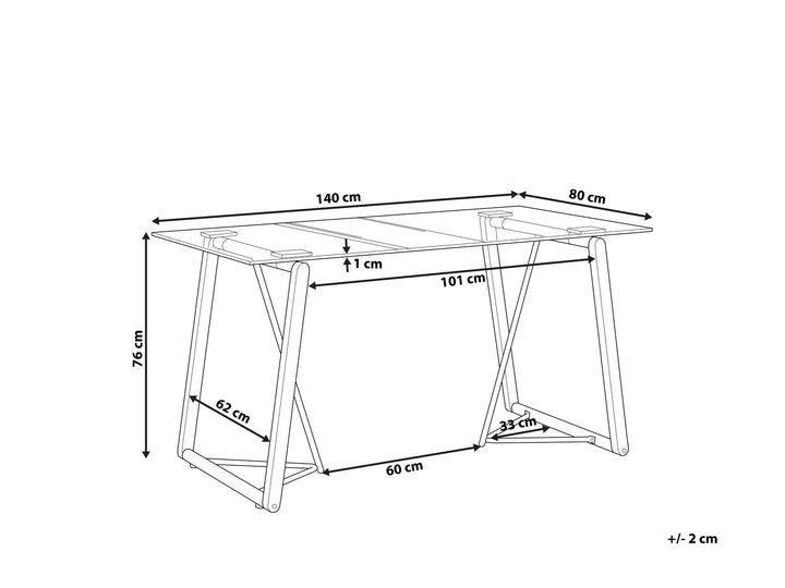 Alecsis Glass Top Dining Table 140 x 80 cm Light Wood