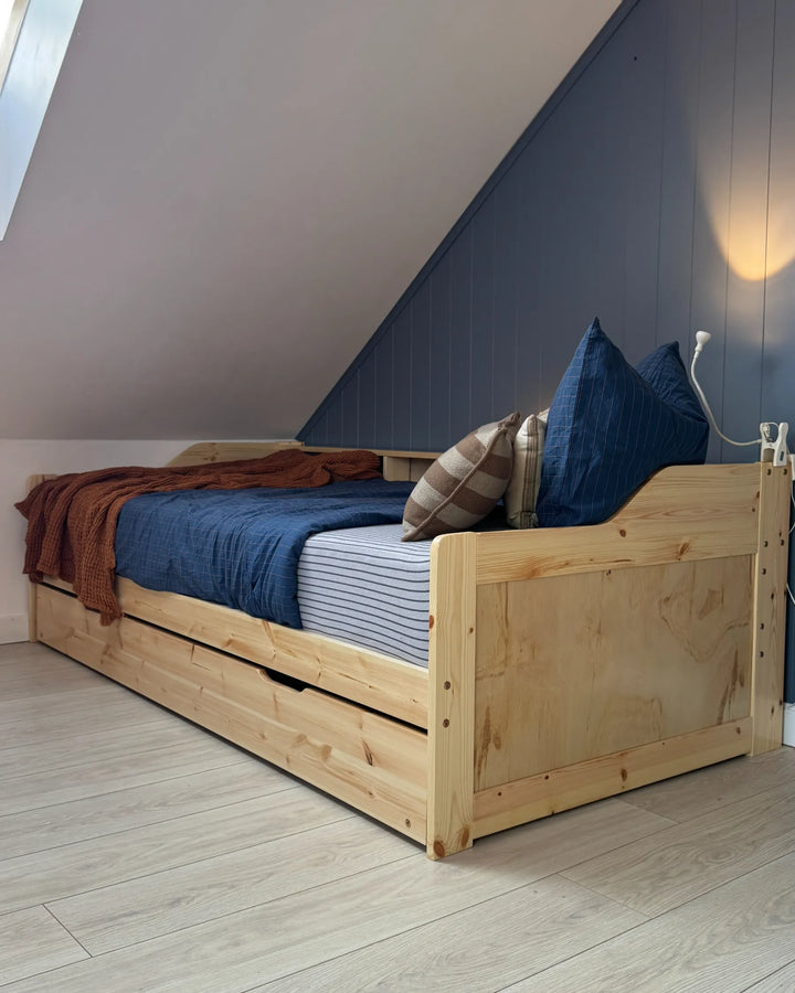 Trundle Bed Pine Wood 90 x 200 cm (EU Single) Light Brown Merlom