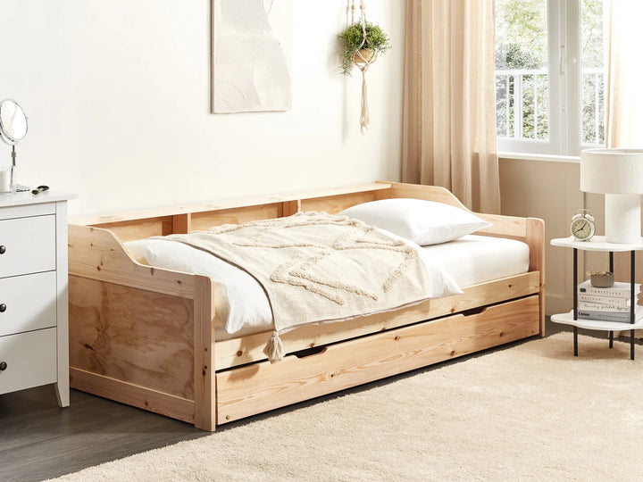 Trundle Bed Pine Wood 90 x 200 cm (EU Single) Light Brown Merlom