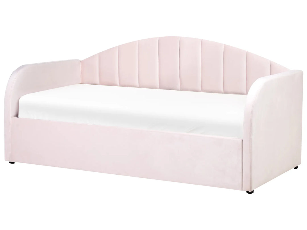 Trundle Bed Velvet 90 x 200 cm Pastel Pink Scipio