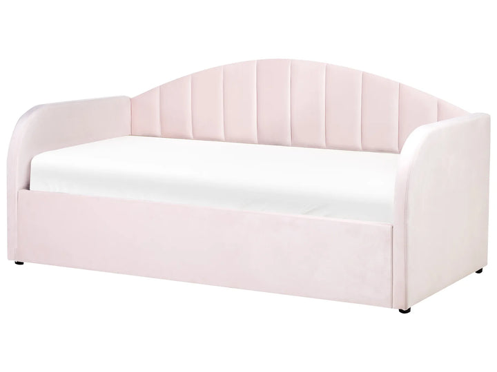 Trundle Bed Velvet 90 x 200 cm Pastel Pink Scipio