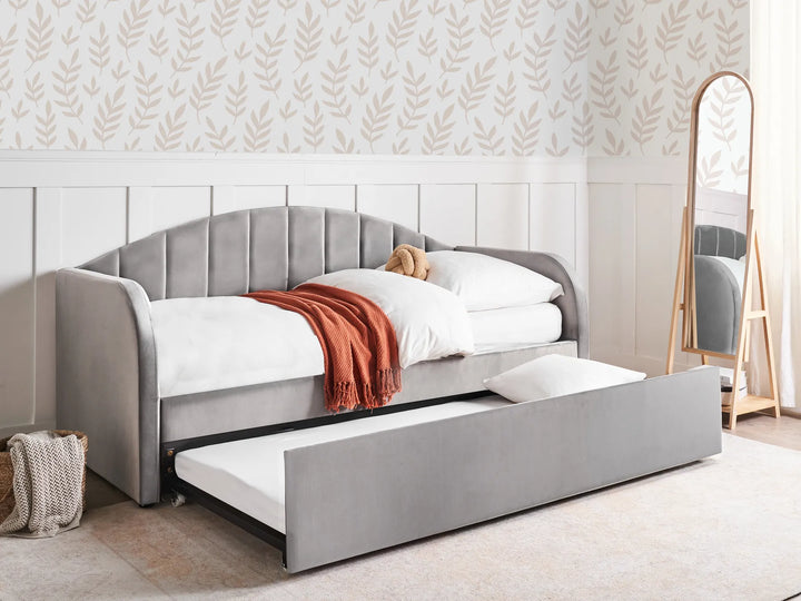 Trundle Bed Velvet  90 x 200 cm (EU Single) Grey Debira
