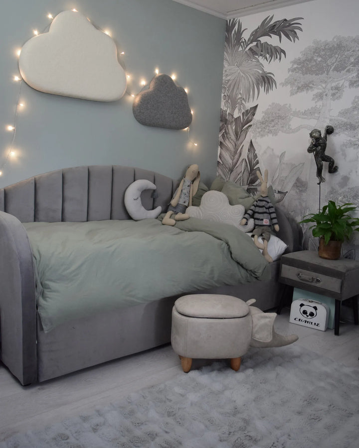 Trundle Bed Velvet  90 x 200 cm (EU Single) Grey Debira