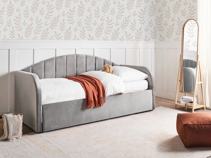 Trundle Bed Velvet  90 x 200 cm (EU Single) Grey Debira