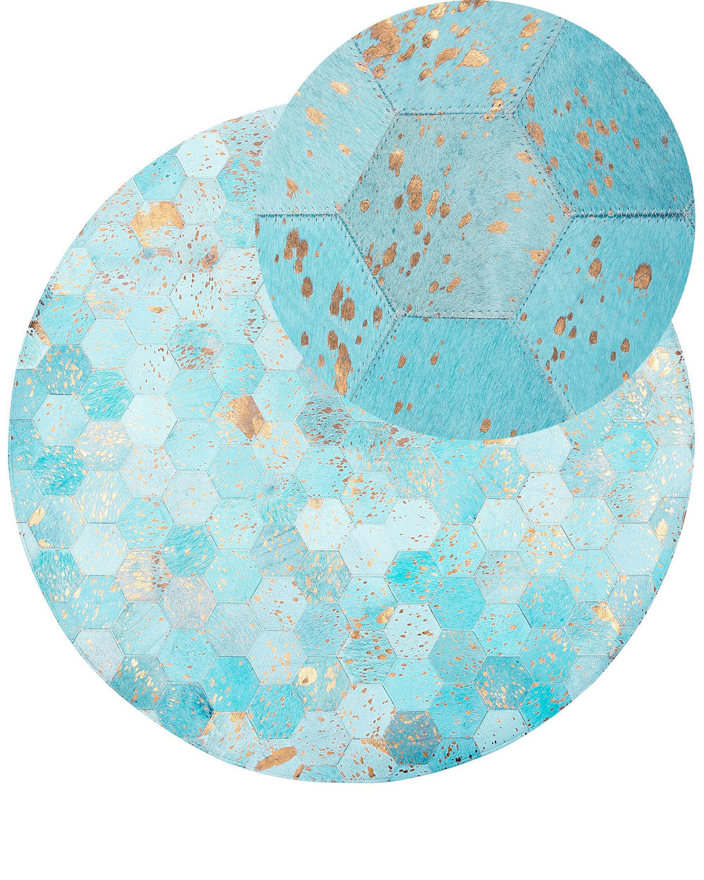 Zeytin Round Cowhide Area Rug ⌀ 140 cm Turquoise