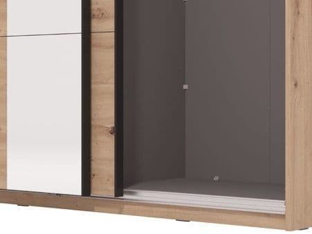 Nikeria Oak Finish Sliding 2-Door Mirrored Wardrobe