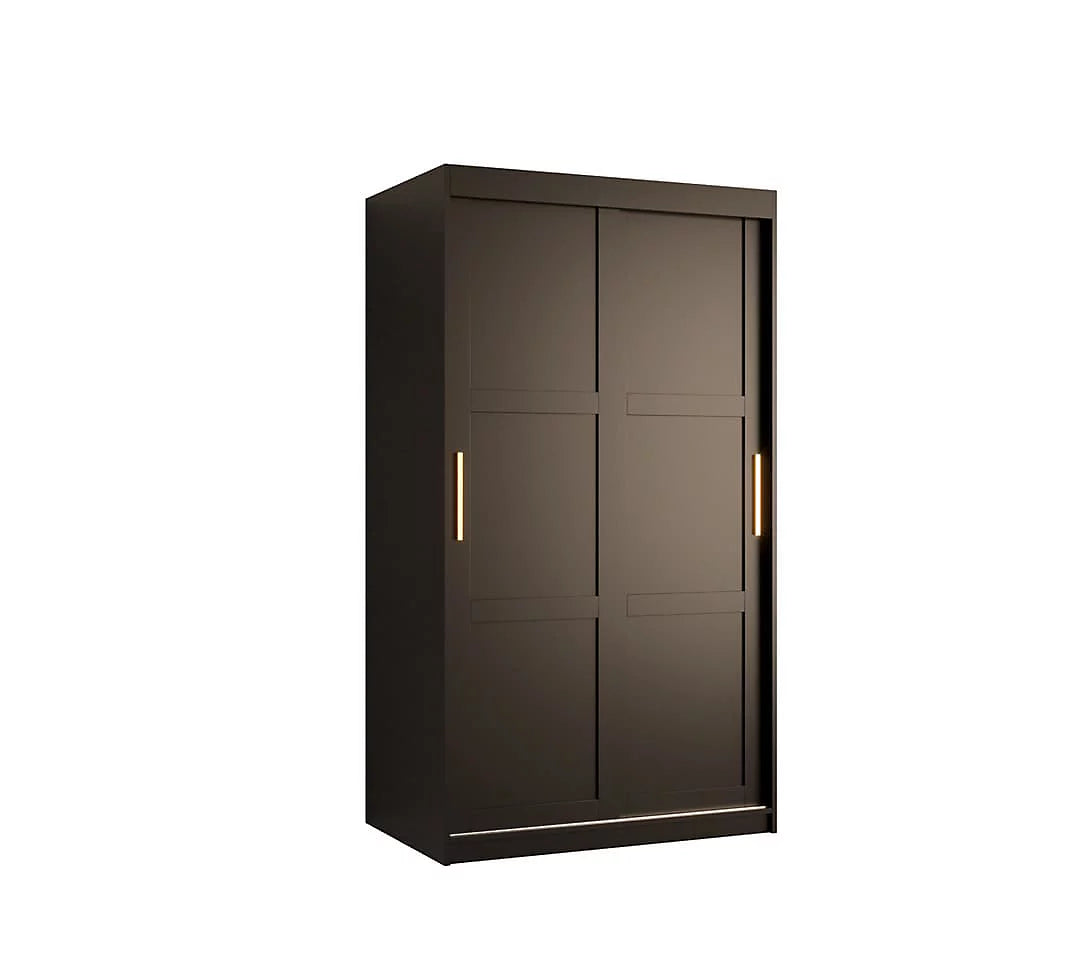 Ramiro I Contemporary 2 Sliding Door Wardrobe 5 Shelves 2 Rails Black Matt (W)100cm