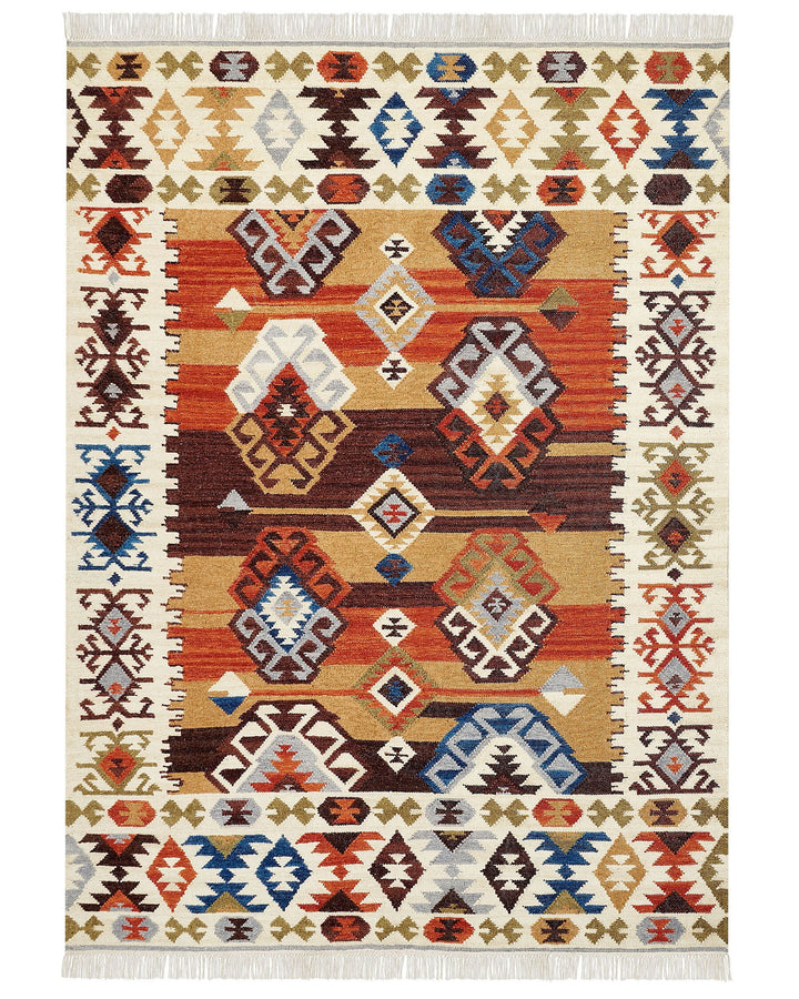 Vosketap Wool Kilim Area Rug 160 x 230 cm Multicolour