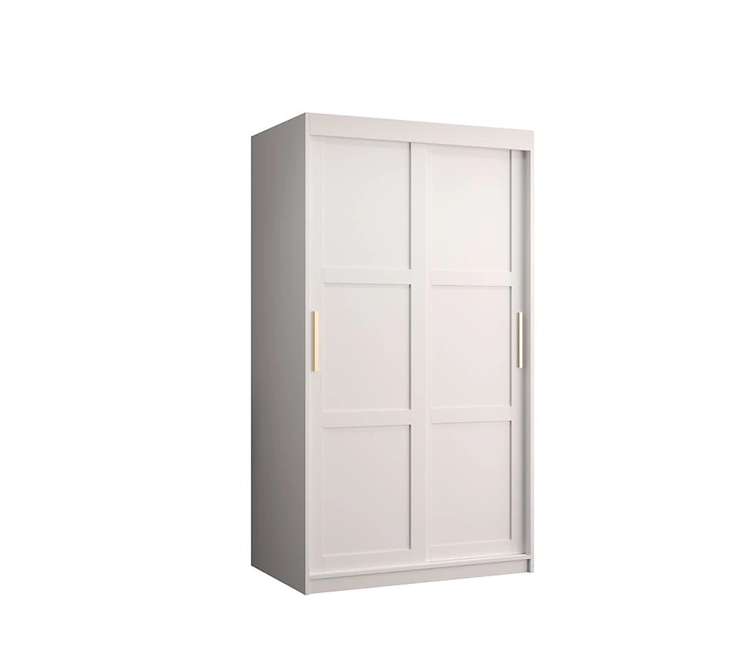 Ramiro I Contemporary 2 Sliding Door Wardrobe 5 Shelves 2 Rails White Matt (W)100cm