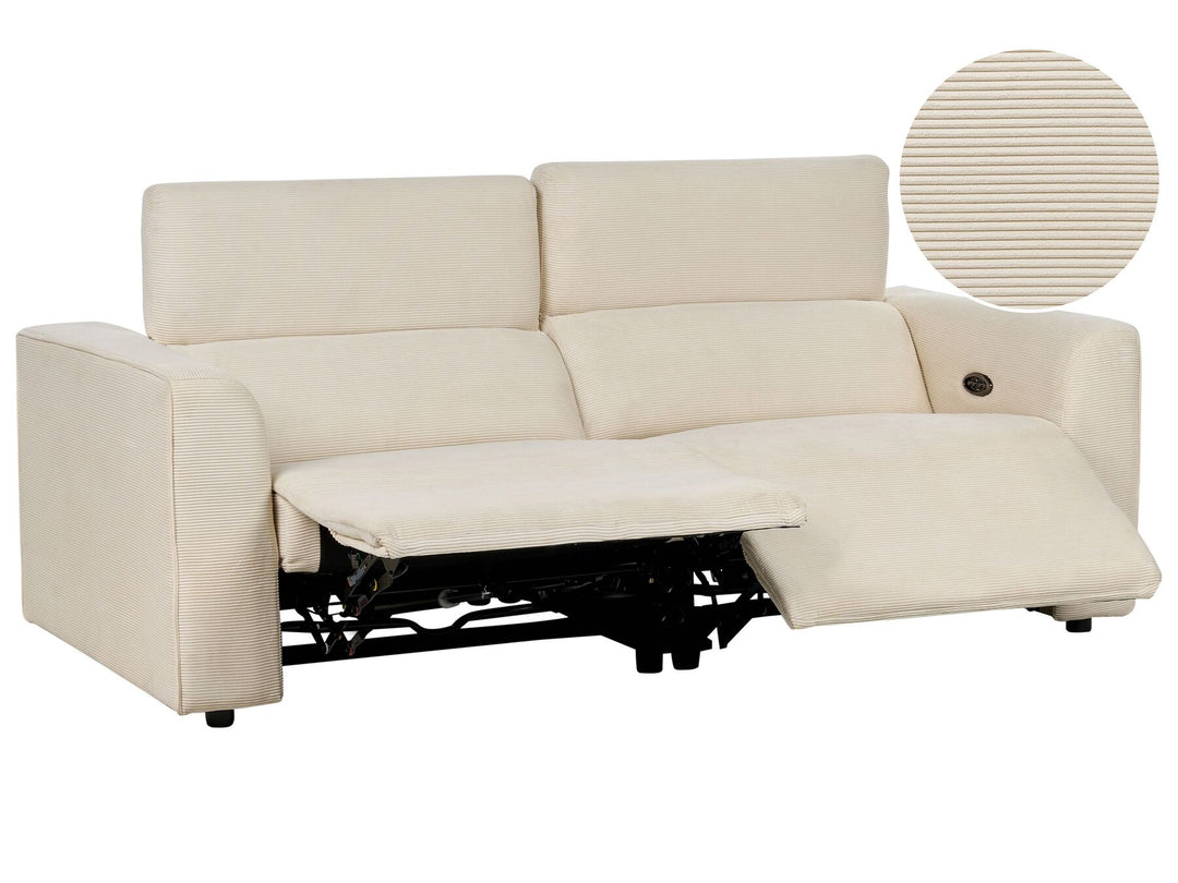 Ulven 2 Seater Corduroy Electric Recliner Sofa with USB Port Beige